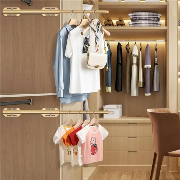 Pull Out Closet Valet Rod Heavy Duty Retractable Clothes Hanger for Suits Shirts - Picture 5 of 8